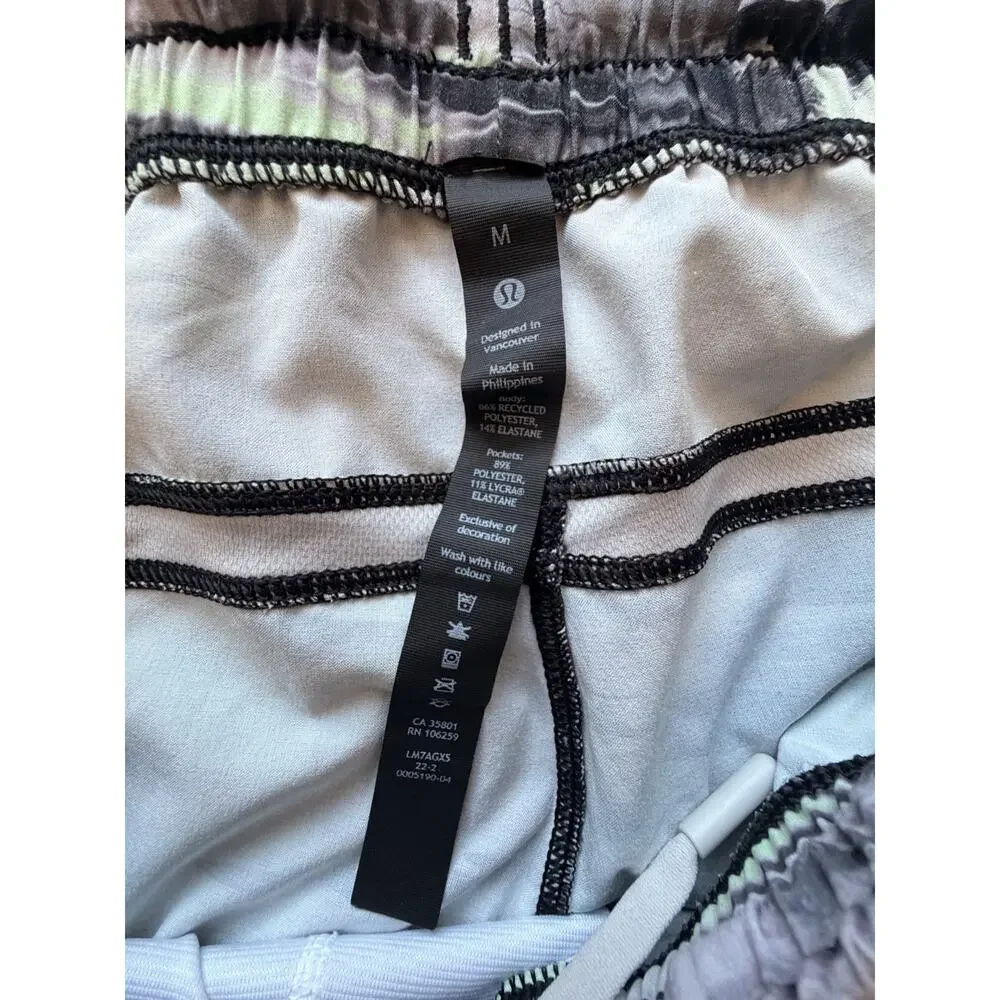 Men’s Lululemon Pace Breaker Shorts Large 7” Green Black Tie Dye Size Medium